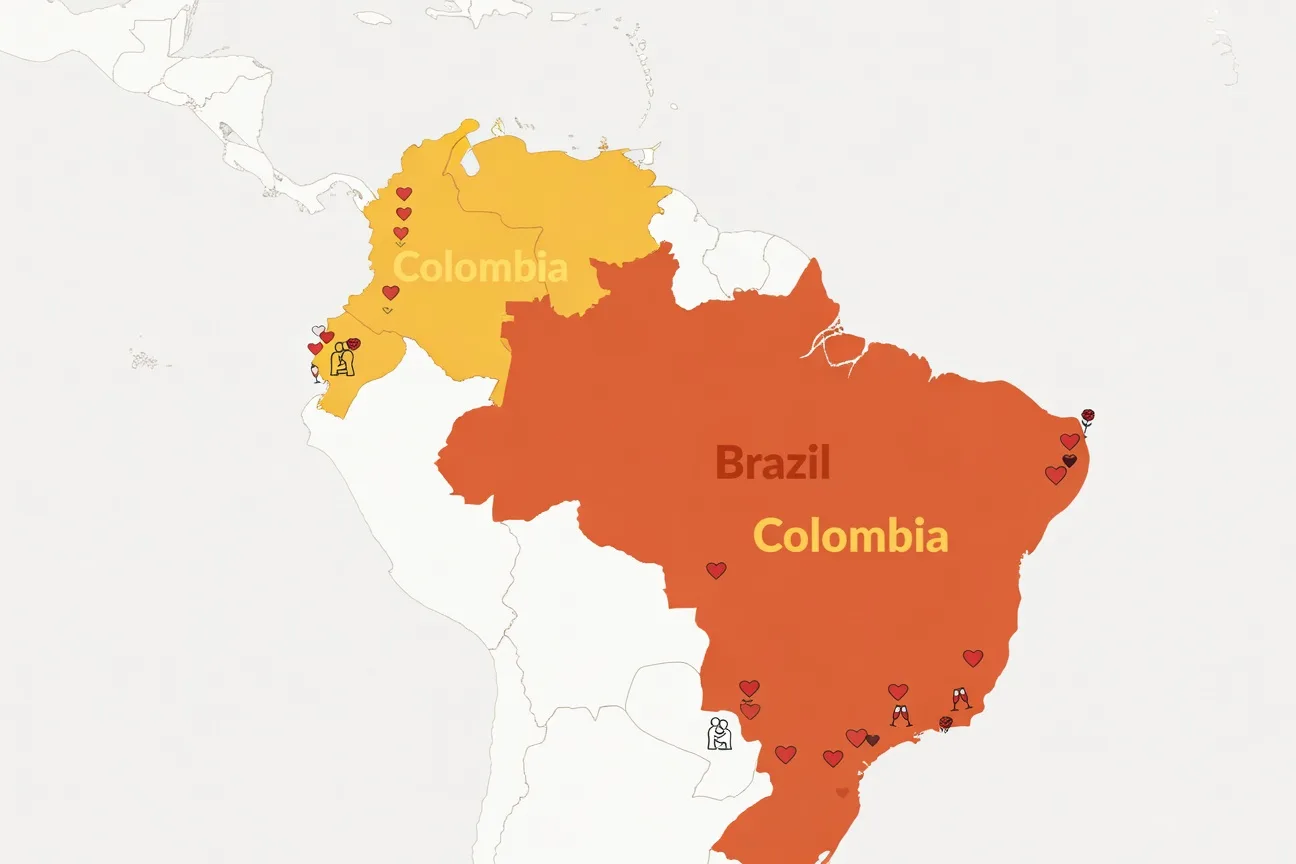 Carte comparant le Bresil et la Colombie pour les rencontres