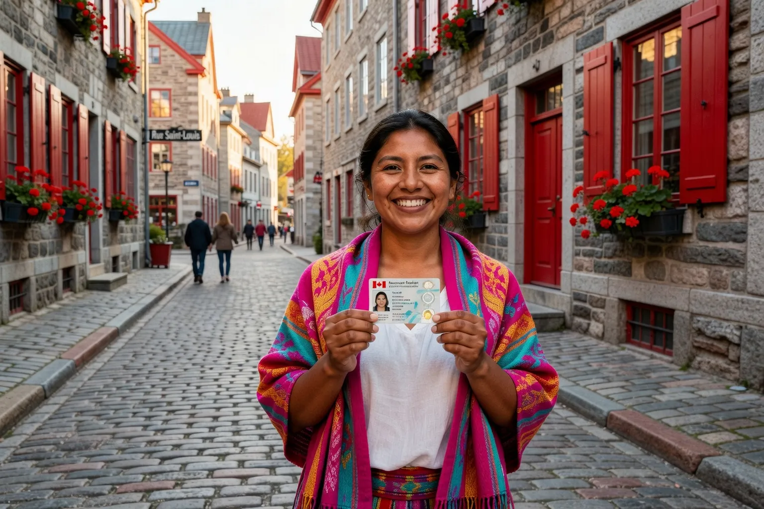 Femme latine et Québécois marchant à Vieux-Montréal en automne