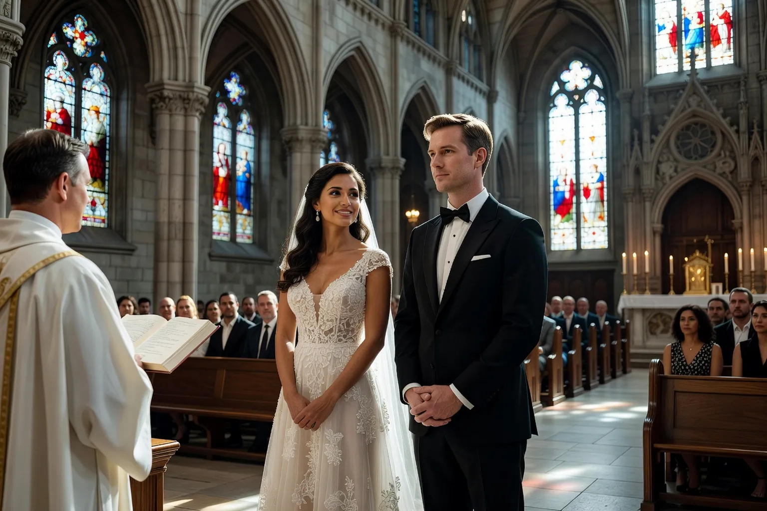 Mariage franco-latin à Montréal, mariée colombienne en robe blanche