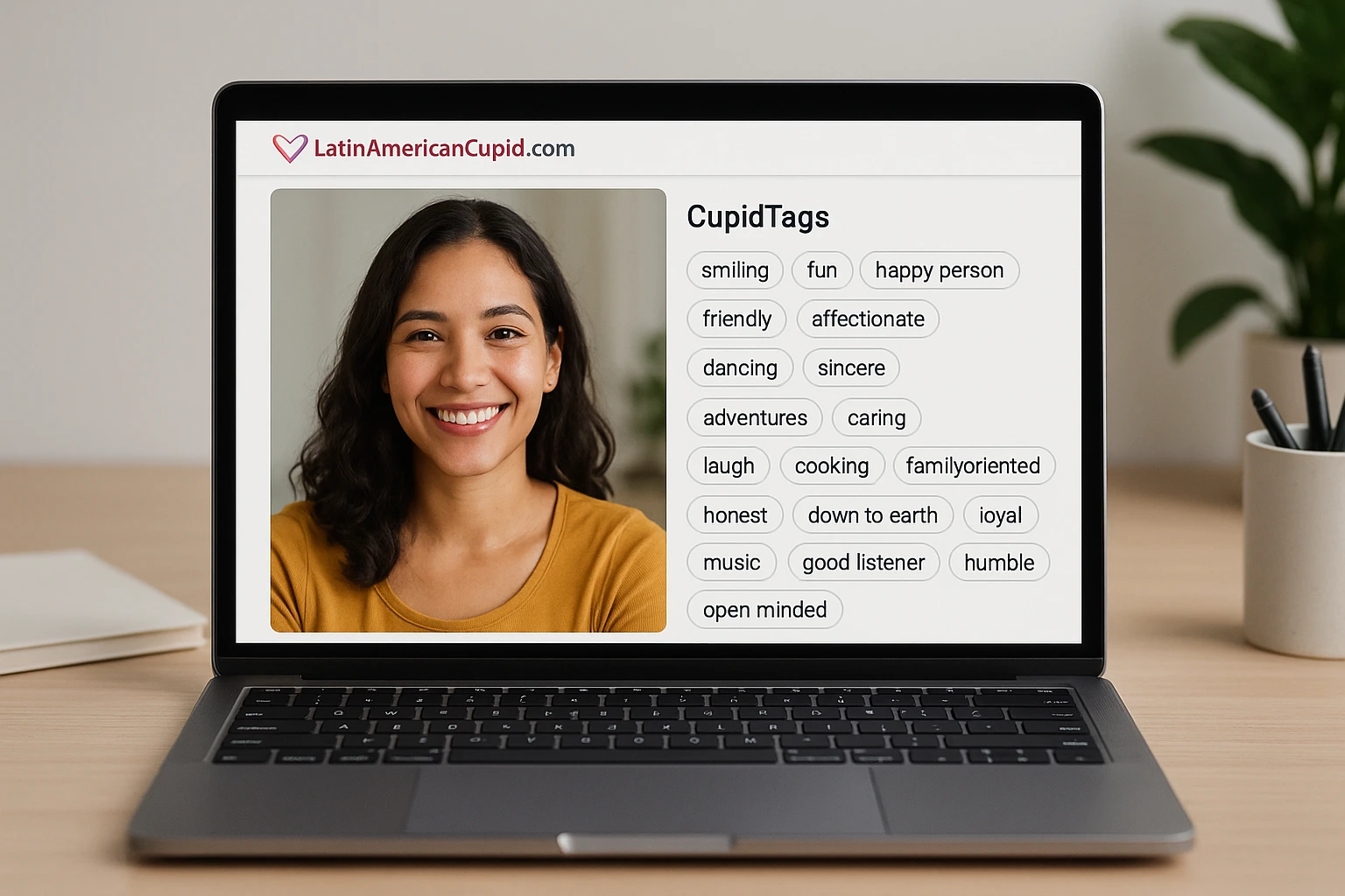 Profil détaillé et CupidTags sur l'interface LatinAmericanCupid
