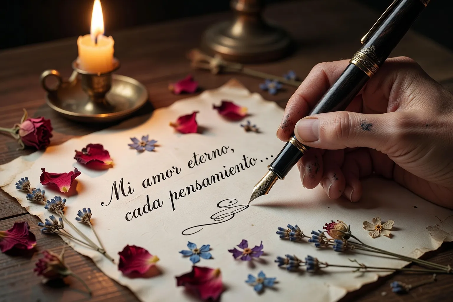 Main ecrivant lettre amour espagnol portugais