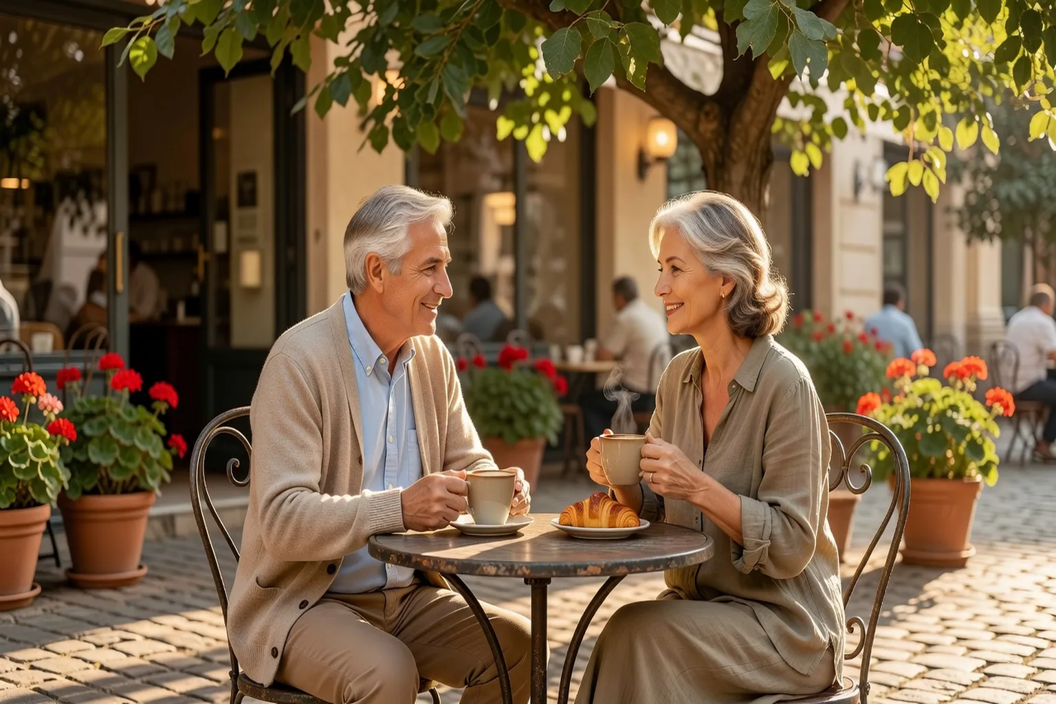 Homme senior francophone en visioconférence avec une femme latine