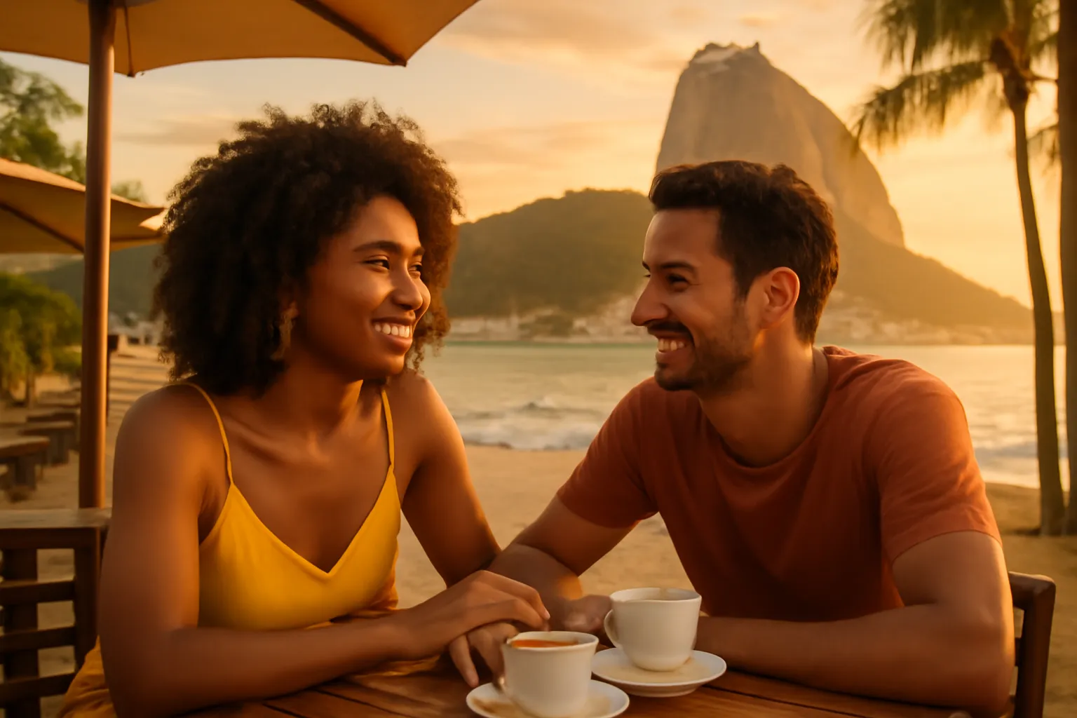 Couple bresilien heureux utilisant BrazilCupid