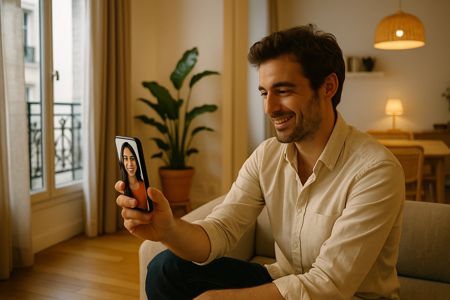 Homme français utilisant LatinAmericanCupid pour échanger avec une femme latine