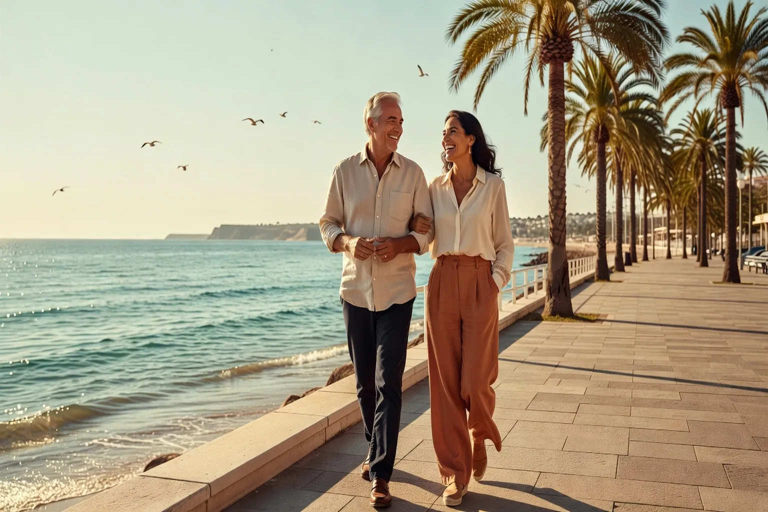 Couple sénior francophone et latino souriant lors d'un rendez-vous