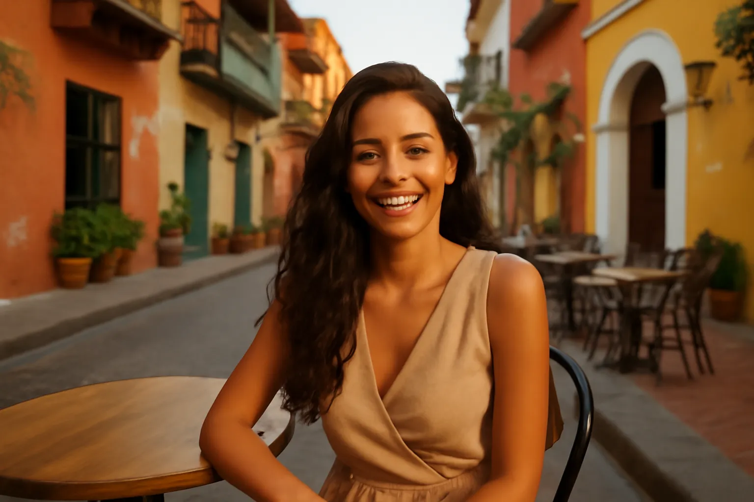 Femme colombienne souriante a Cartagena