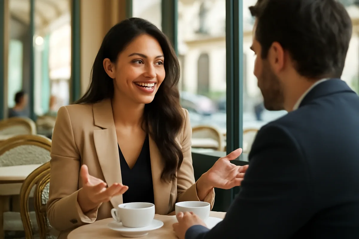 Une Mexicaine installée à Toulouse échange avec son compagnon français dans un café